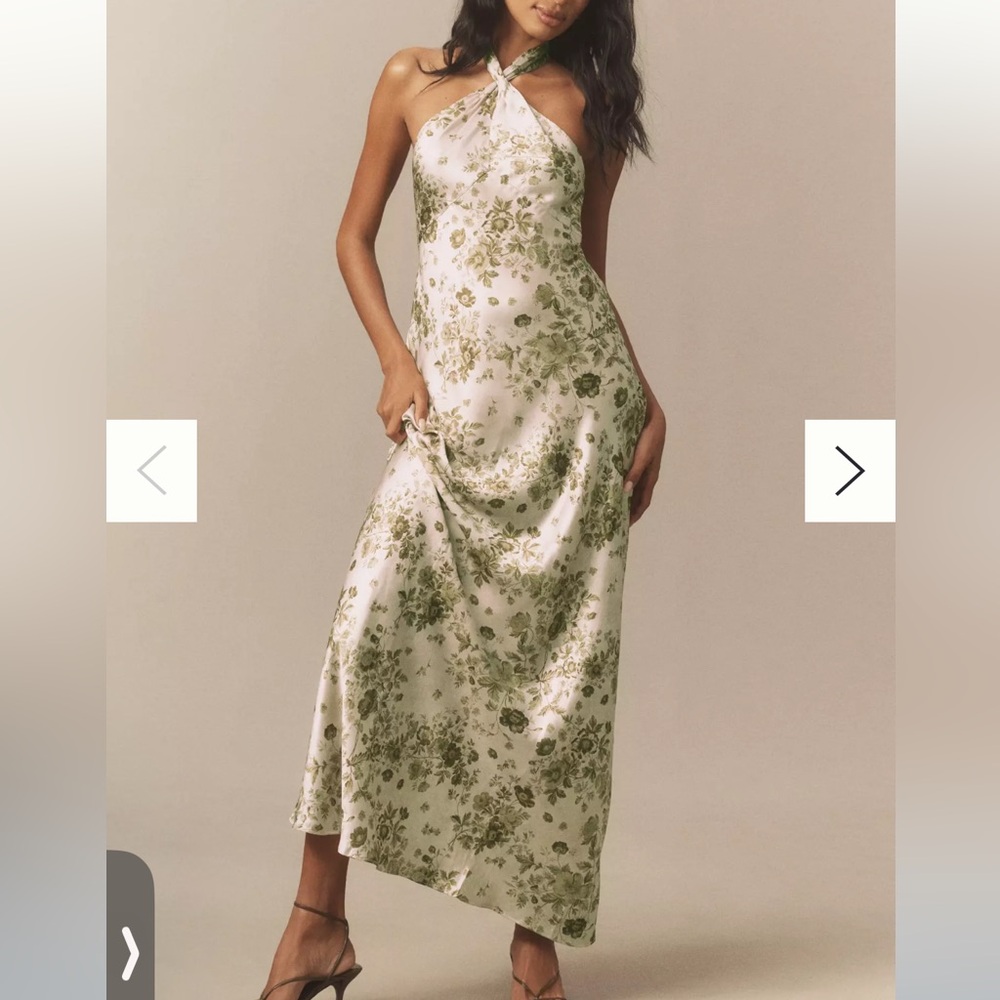 BHLDN Selma Halter-Neck High-Shine Satin Maxi Dress